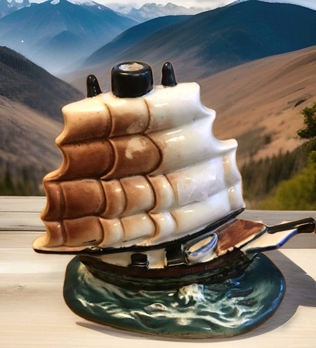 Vintage glazed ceramic sailing - vintage,