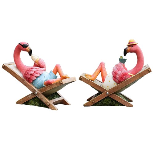 Pink flamingo garden statue - statue,