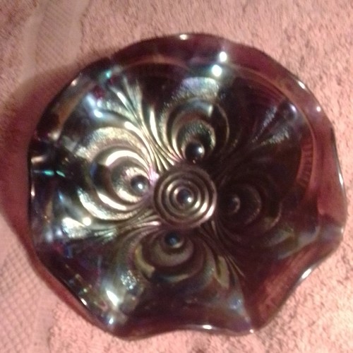 Carnival glass bowl amythest - carnival,