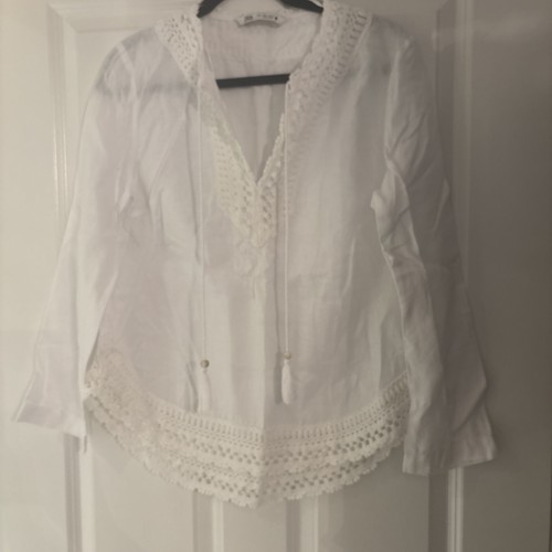 Zara white cotton lace kaftan - cotton,