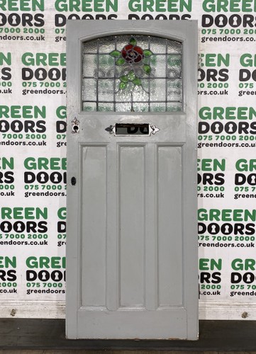 Stained glass rose door - glass,