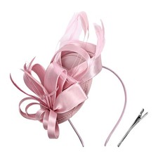 Fascinator Hat Women Tea Party Headband Hats Cocktail Flower Hair Clip w Feather