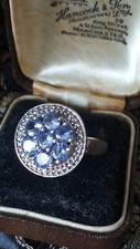 Vintage 1990-s Genuine Tanzanite Sterling Silver Ring Size UK R 1/2, US 8 3/4