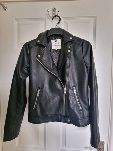 Black faux leather biker - f&f,