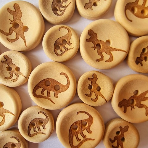Luxury wooden dinosaur buttons - luxury,