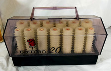 Vintage Carmen 20 Heat Retaining Rollers Curlers + Clips red rose