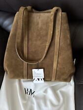 ZARA NEW WOMAN SPLIT SUEDE MAXI SHOPPER TOTE BAG BROWN 6102/410