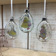 3 Glass Easter Egg Decorations