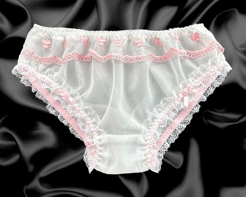 White sissy sheer nylon frilly - sissy,