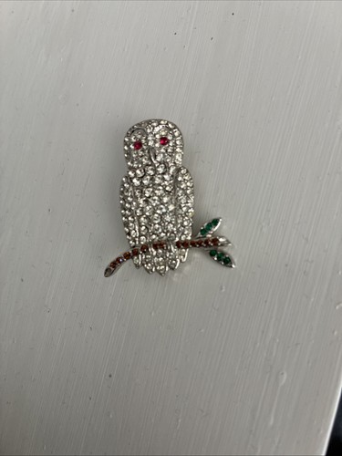 Jewel encrusted owl brooch - jewel,