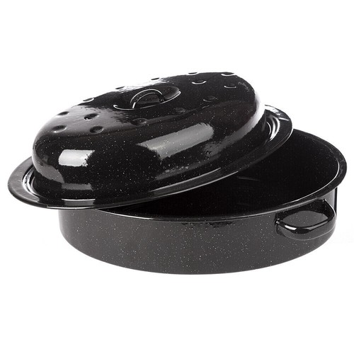 30cm oval black speckled - oval, self