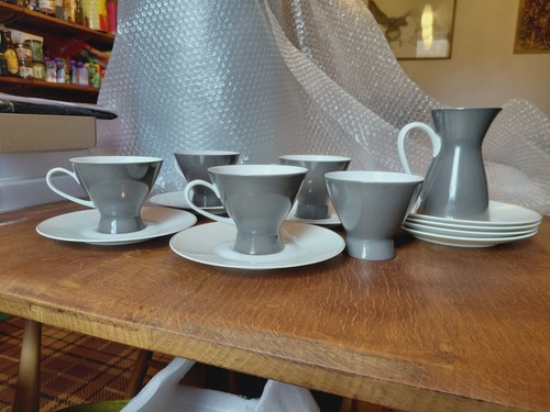 Vintage gray tea cups - vintage,