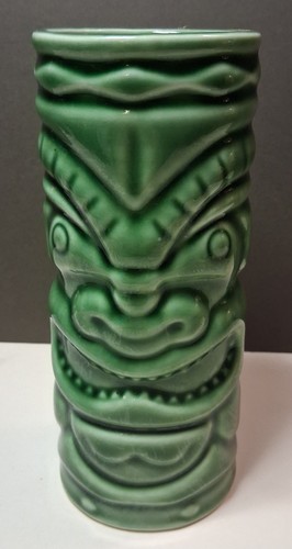 Vintage green ceramic tiki mug - tiki,