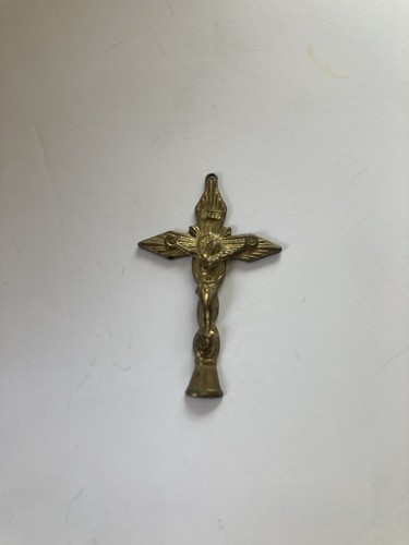Antique brass cross crucifix - brass,