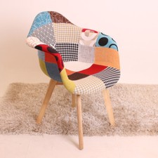 Tulip Patchwork TUB Fabric Armchair Dining Lounge Chair Seat Vintage Retro Home