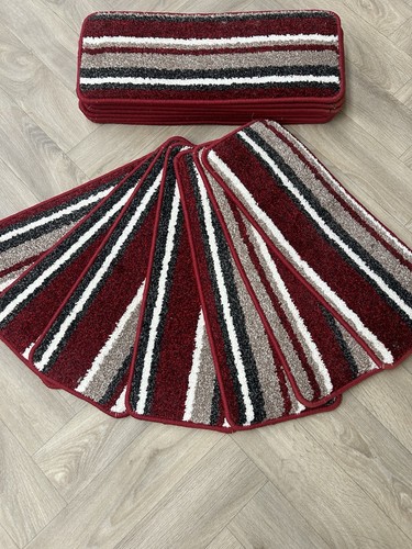Red stripe open plan carpet - stripe,