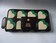 ORLA KIELY HEARTS TEXTURED VINYL BIG ZIP PURSE - EMERALD GREEN