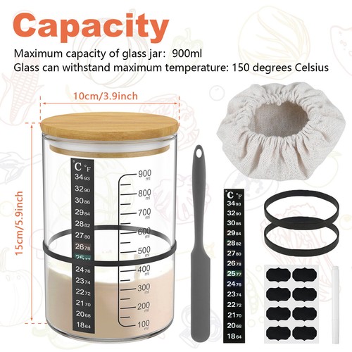 9pcs sourdough starter jar kit - 9pcs,