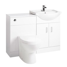 Nuie Mayford 1050mm Basin Vanity Sink Unit & Back to Wall Toilet White Bathroom
