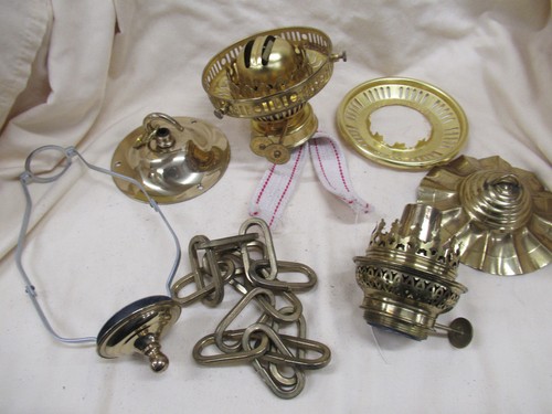 Brass oil lamp - lamp, parts