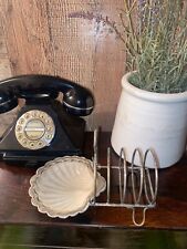 Antique Art Deco Seashell Opaline Glass Butter Dish,Silver Toast Rack,Vintage