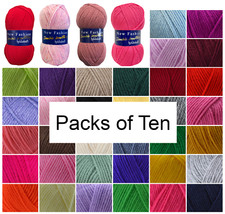 Woolcraft DK Wool Yarn New Fashion Double Knit Knitting & Crochet PACKS OF TEN