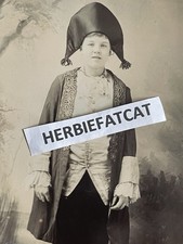 ANTIQUE PHOTO BOY IN FANCY DRESS COSTUME BICORN HAT JACKET ADMIRAL NAVAL