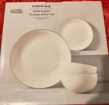 George home Porcelain White and Gold 12 piece dinner set