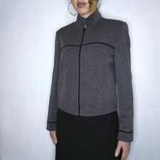 Vintage Select Office Siren Y2K minimalist grey mandarin neck stand jacket  12