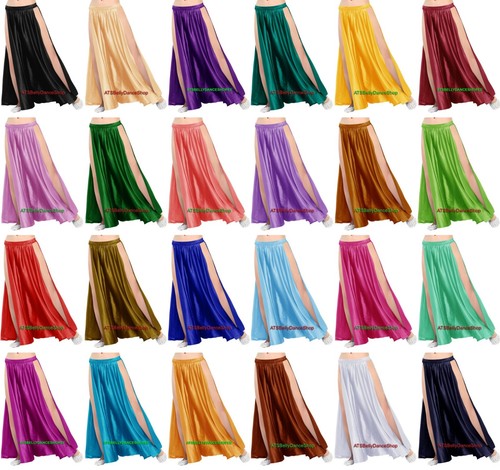 Satin panel skirt - satin, two