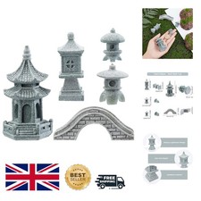 Elegant 5 Piece Pagoda Lantern Set - Stone Garden Statues for Outdoor Scenes