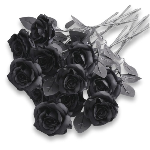 Black faux rose artificial - rose,