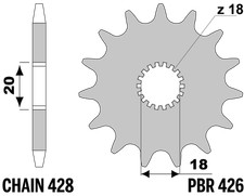 PBR Front Sprocket in Steel for SUZUKI 125 GN (FRANCE) (NF41A) 1992-1999 14T