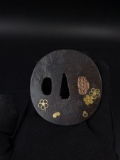 Japanese Katana Cherry blossom  Tsuba for Wakziashi, Edo Period Antique  A241
