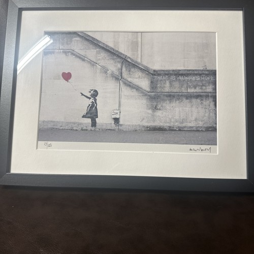 Banksy lithograph girl with - banksy,