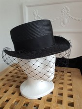 Vintage Black Boater Bermona