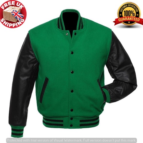 Green pure wool varsity - wool,