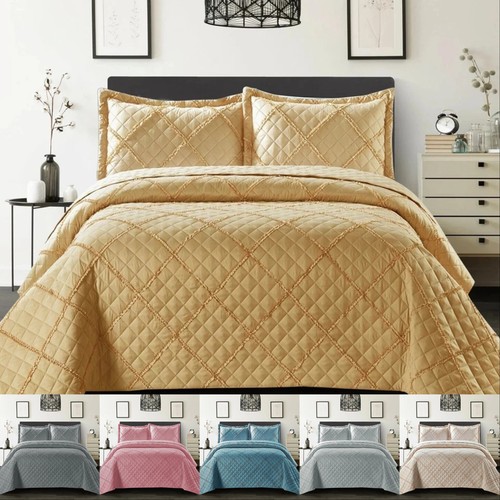 Embossed quilted bedspread - quilted, bed