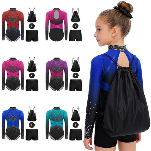 Girls 4pcs shiny gymnastics - girls,