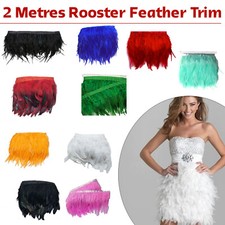 2 Metres Long Rooster Tail Feathers Trimming Fringe Trim Sewing Costume Crafts