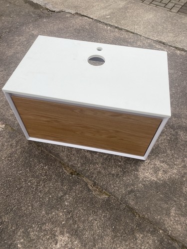 Corian topped floating vanity - corian,