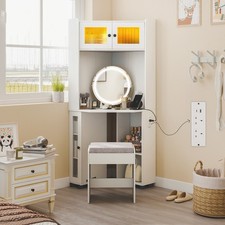 Corner vanity desk with - corner, mirror