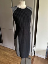 MAX MARA SPORTMAX CODE WIGGLE BODYCON DRESS 10 PINSTRIPE HERRINGBONE SUIT STRETC