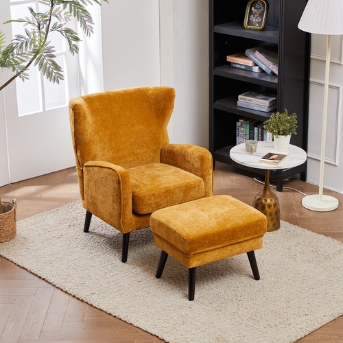 Orange chenille chair armchair - chenille,