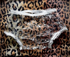 Clear Transparent See Through Plastic White Frilly Lace Fetish Panties 2XL 14-16