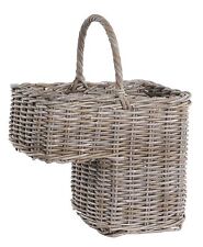 Stair Basket Grey and Buff Wicker Rattan