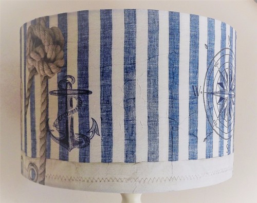 Blue white stripe lampshade - ,