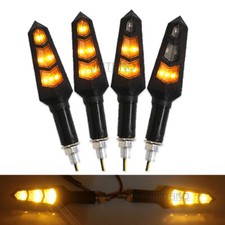 4pcs Motorcycle Motorbike LED Amber Turn Signal Lights Indicator For Bobber Cafe