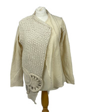 Crea Concept Women's Cardigan Cream Short Wool Chunky & Fine Knit Size Medium