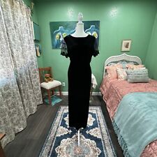 Vintage Evening Gown Black Velvet Lace Ballroom Dance Prom Party  Formal Size 16